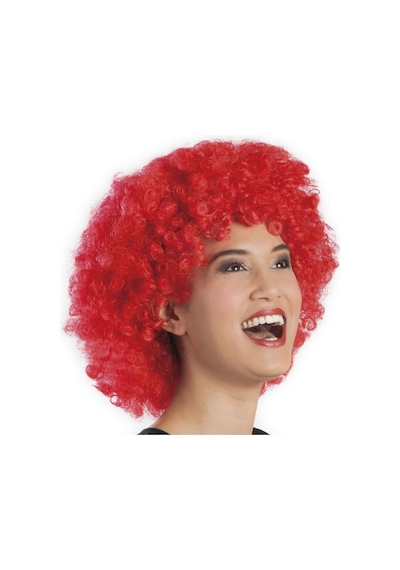 Kırmızı  Renk Kıvırcık Afro Bonus Peruk