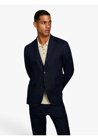 Sisley %100 Keten Astarsız Rahat Kalıp Ceket Erkek Lacivert Ceket - 325p2aghsw01q