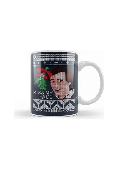 Christmas Alan Partridge Kiss My Face Mistletoe Knit Kupa Bardak Porselen Karışık