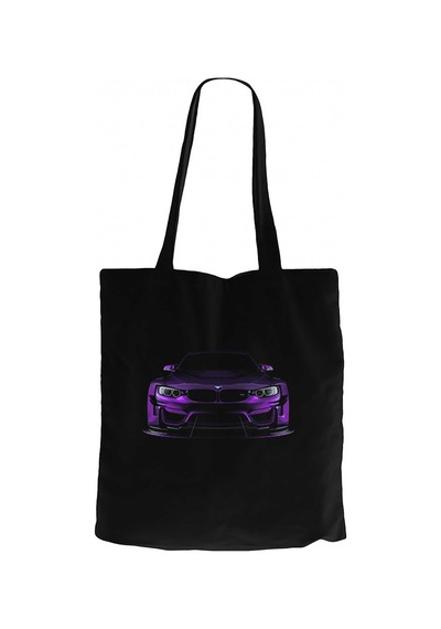 BMW Violet Car Siyah Kanvas Bez Çanta