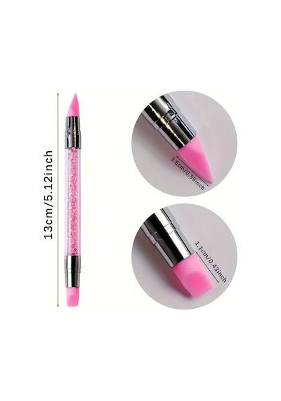 5li Çift Uçlu Silikon Nail Art Dot Kalem Seti Heykel Kalem Seti Pembe