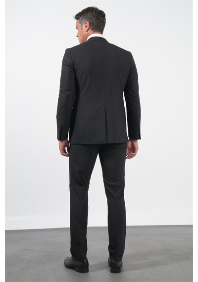İmza Siyah Gabardin Mono Yaka 8 Drop Slim Fit Dar Kesim Basic Takım Elbise 1001255006
