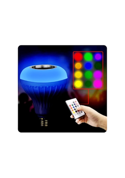 Tr Led Ampul E27 Rgb Renk Değiştiren Uzaktan Kumanda Kontrollu Bluetooth Müzik Hoparlörü Ampul Çok Renkli Genel