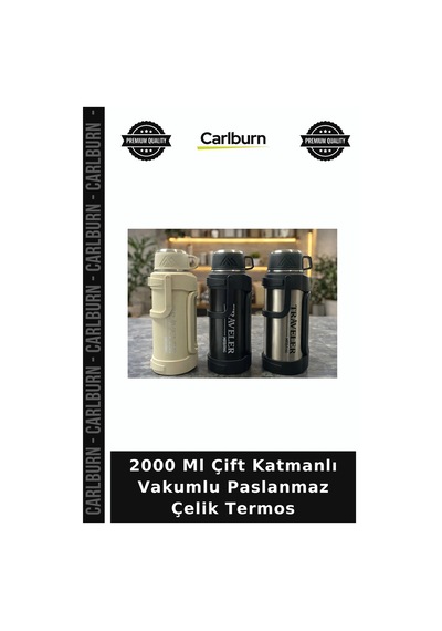 2000 Ml Çift Katmanlı Vakumlu Paslanmaz Çelik Termos Seyahat Aksesuarı İçecek Kabı Kamp Matarası Çok Renkli