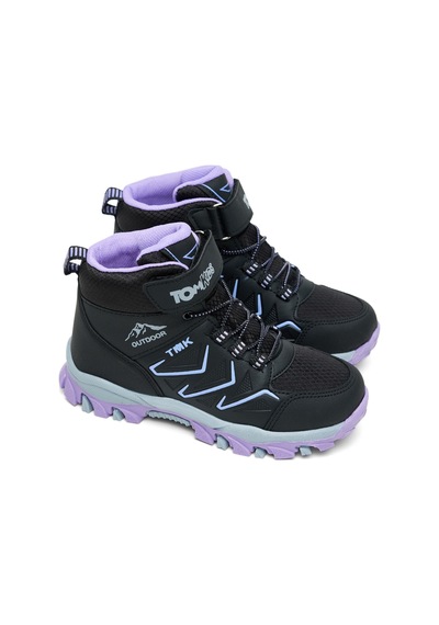 Tonny Black Çocuk Unisex Siyah Lila Rahat Kalıp Renkli Taban Bot Tbns010 431 Siyah Lila Siyah - Lila
