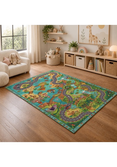 Kartela Halı Korsan Adası Kaymaz Taban Çocuk Oyun Halısı - 60 x 90 CM