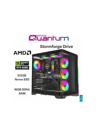 Quantum Raxius Stormforge Force Ryzen7 5700X 16 GB 512 GB SSD RTX5060 W11P Gaming Masaüstü Bilgisayar