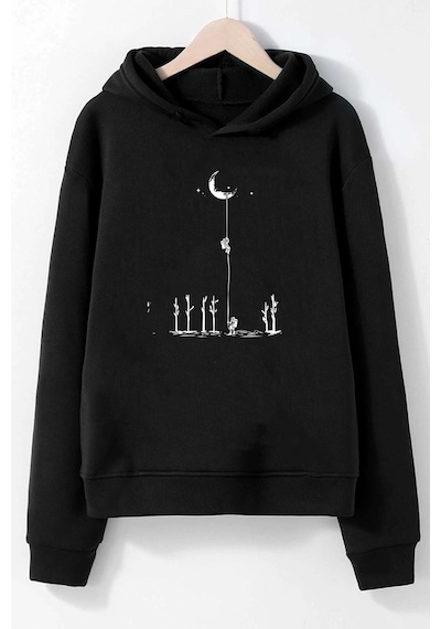Uyguntarz Unisex Uzay Temalı Sweatshirt siyah