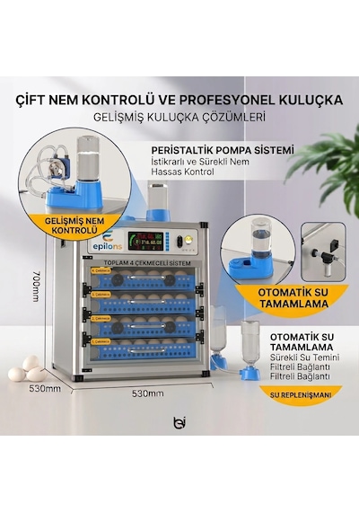 My280 Kapasiteli Profesyonel Tam Otomatik Kuluçka Makinesi Çift Nem Kontrol Sistemi, Otomatik Su Tamamlama Ve Çevirme