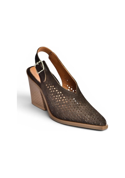 Fox Shoes Y654154702 Kahverengi Hakiki Deri Süet Western Topuklu Ayakkabı