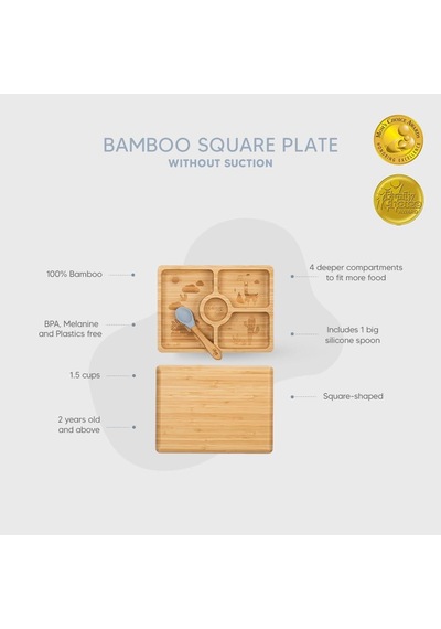 Citron Bölmeli Organik Bambu Kare Yemek Takımı 1073568