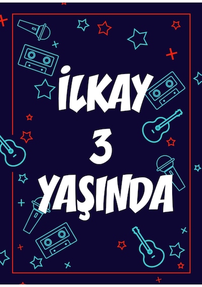 Müzik Aletlerii Temalı Doğum Günü Afişi - 70x100 Cm