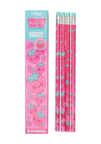 Smiggle Çilek Kokulu 2b Kurşun Kalem 4lü Paket Pembe