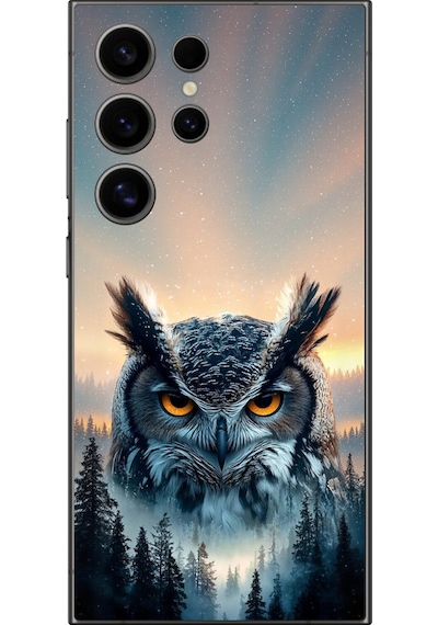 Samsung Galaxy S24 Ultra Uyumlu Şeffaf Kılıf Baykuş Tasarımlı