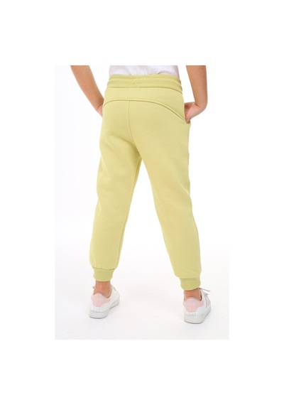 Kız Çocuk Nakış Baskılı Beli Paçası Lastikli Cepli Basic Jogger Eşofman Altı 3 İplik Şardonlu Açık Yeşil
