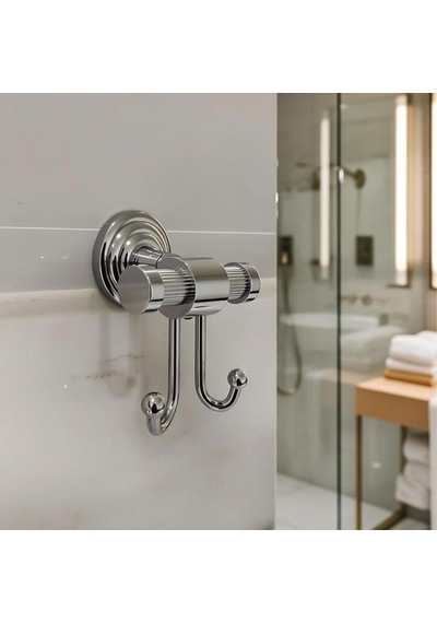 Tr Gümüş İkili Askılık Vidalı Duvar Tipi Banyo Duvar Havlu Askısı Dayanıklı Paslanmaz Modern Tasarım Genel