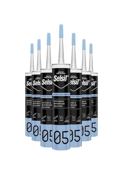 Selsil Şeffaf Mutfak Banyo Duşakabin Silikonu 280 ML 25 Adet 1 Koli Şeffaf Şeffaf