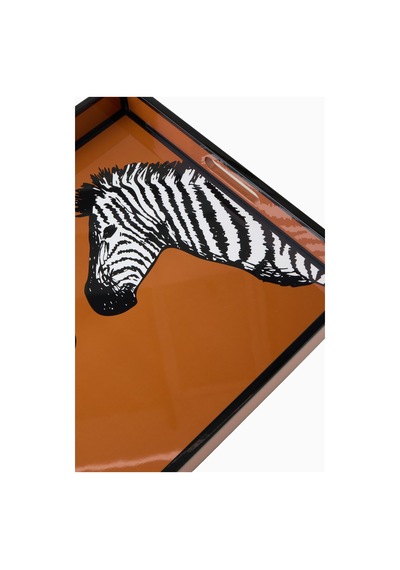 Jonathan Adler Zebra Lake Dekoratif Servis Ve Sunum Tepsisi, Kahverengi