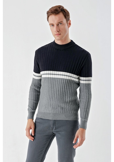 Morven Erkek Grimel Trend Panolu Bato Yaka Dynamic Fit Rahat Kesim Triko 24kc017013102 Gri