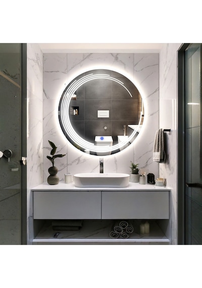 Nova Led'li Kumlamalı Lavabo & Banyo Aynası Dokunmatik Sensörlü 90 X 90 Beyaz