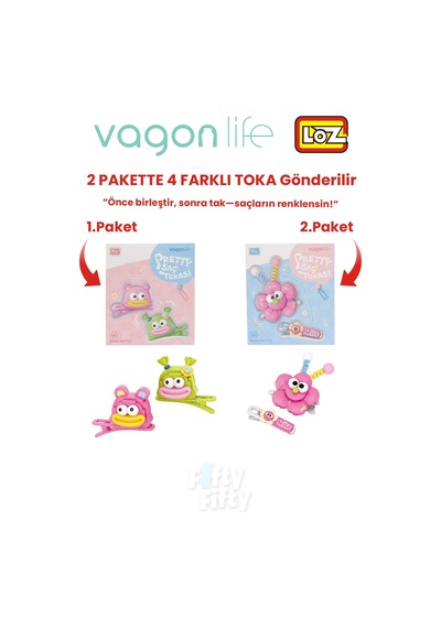 4'lü Saç Toka Seti Önce Birleştir,sonra Tak 2 Paket 4 Adet Gönderilir Yapı Toka Seti Ff 7101-7113