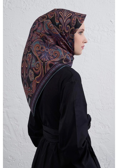 Armine Sura İpek Eşarp -2025/2026 -9421 Siyah, Mor