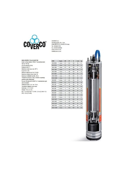 Coverco - 4'' Dal Motoru - 1 Hp 0.75 Kw -Trifaze