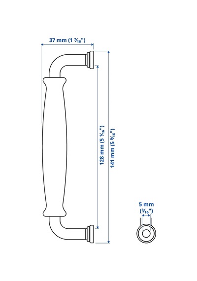 Ikea Klıngstorp 2'li Mobilya Kulpu 141 Mm Krom - Siyah
