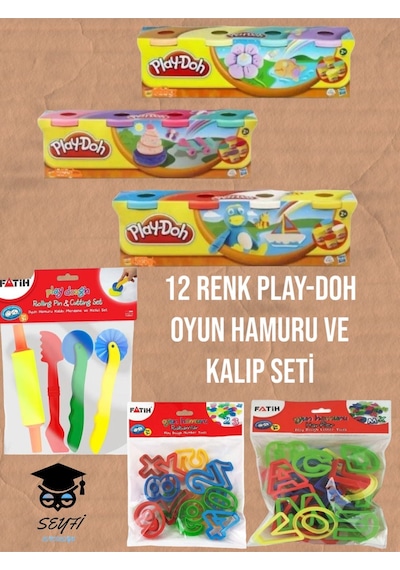 12 Renk Play-doh Oyun Hamuru Ve Kalıp Seti