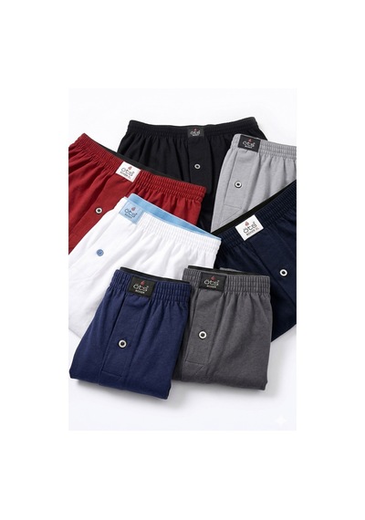Öts Premium 5'li Erkek Boxer Düğmeli, Süprem - Hediye Kutulu, %100 Pamuk, Gri