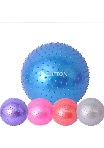 Clifton Dikenli Yoga Pilates Aeorobik Jimnastik Topu 65 Cm Mor+ Pompa