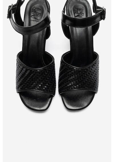 Luvi Shoes Sylvar Siyah Örgü Kadın Dolgu Topuklu Ayakkabı