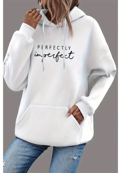 Perfectly Baskılı Oversize Sweatshirt Beyaz