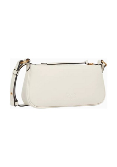 Pinko Mini Half Moon Krem Deri Lüks Baguette Çanta, Italya Yapımı Günlük Ve Gece Kullanımı Omuz Çantası