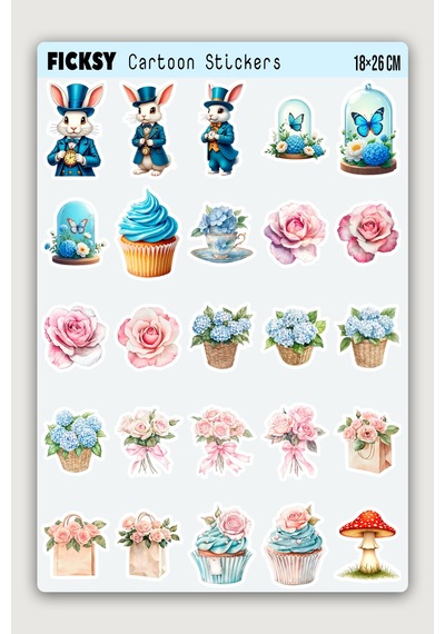 Alice Harikalar Diyarında Sticker Seti - 70 Adet Etiket Çıkartma Diğer
