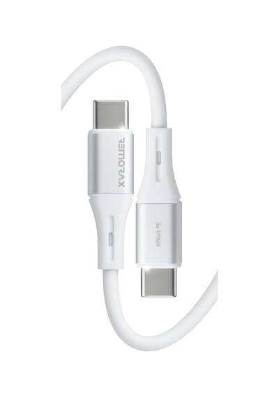 Wahoo Type C-c 60watt Pd Hızlı Şarj Kablosu, Apple Uyumlu iPhone 15/16/17 Ve Andoid İçin, Beyaz/gümüş Alümin Standart