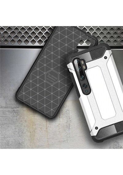Kilifone - Xiaomi Mi Note 10 Lite Uyumlu - Kılıf Çift Katman Koruyucu Crash Military Tank Kılıf - Mavi Mavi