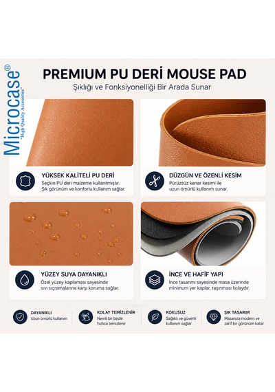 Microcase Dikdörtgen Tasarım Bilgisayar Laptop Deri Mouse Pad 25x21 Al5591 Kırmızı