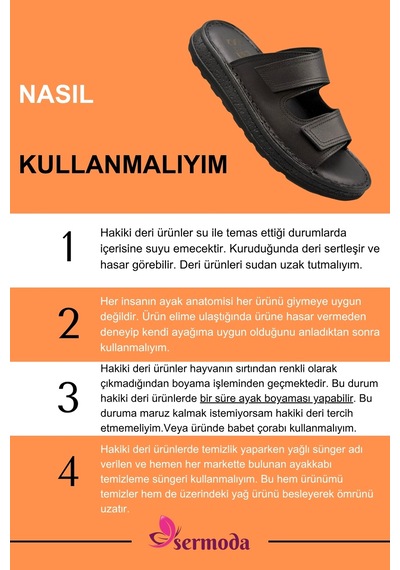 Sermoda Hakiki Deri Erkek Terlik - Yumuşak Kalın Taban Tabanlı Hakiki Deri Erkek Terlik C Siyah