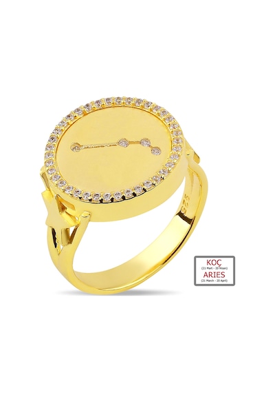 Kuyumcudukkanı Zirkontaşlı"koç Burcu"yüzük-10433-g-arıes 21 Gold