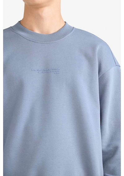 Defacto Boxy Fit Bisiklet Yaka Baskılı Sweatshirt X8282az25augr171 Gri