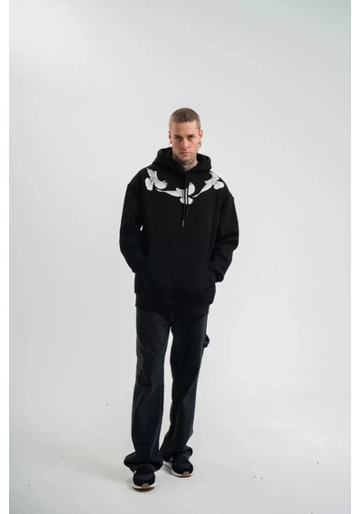 Yake Store Unisex Uzun Kol Bisiklet Yaka Yıkamalı Sweatshirt - Siyah - Siyah