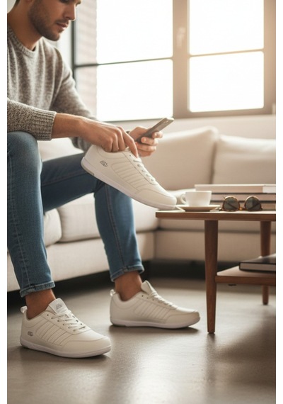 Enoch Erkek Spor Ve Günlük Ayakkabı Tam Ortopedik Tabanlı Beyaz Şeritli Minimalist Sneaker Beyaz Enoch Erkek Spor Ve Günlük Ayakkabı Tam Ortopedik Tabanlı Beyaz Şeritli Minimalist Sneaker Beyaz