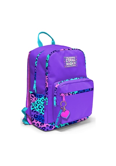 Coral High Dört Bölmeli Mor Leopar Ortaokul Çantası - Kız Çocuk