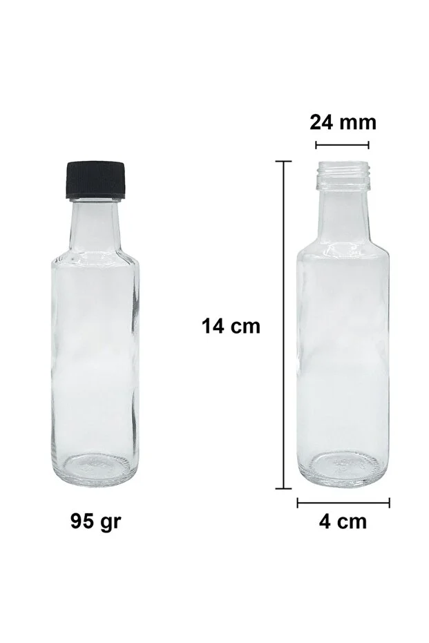 6 Adet 100 Ml Şeffaf Dorika Sızdırmaz Kapaklı Yuvarlak Sos, Yağ Çok Amaçlı 100 Cc Boş Cam Şişe Şeffaf