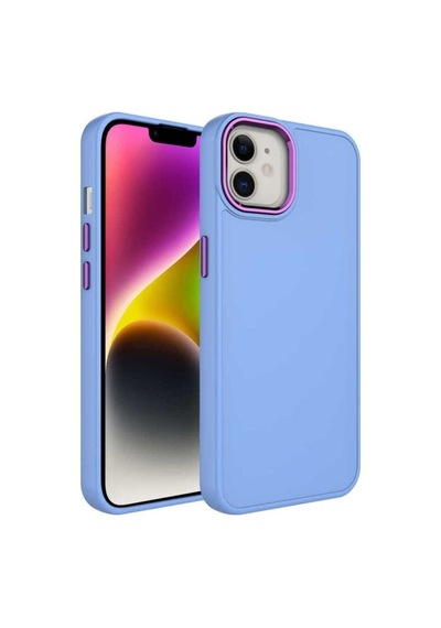 Apple Uyumlu iPhone 12 Kılıf Metal Çerçeve Ve Buton Tasarımlı Silikon Zore Luna Kapak Lila