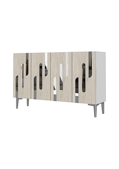 Ka1229bts Ece120 Konsol, Kahve Köşesi Ve Tv Sehpası, Çok Amaçlı Dolap Beyaz - Traverten - Sılver 120cm Ka1229bts Ece120 Konsol, Kahve Köşesi Ve Tv Sehpası, Çok Amaçlı Dolap Beyaz - Traverten - Sılver 120cm