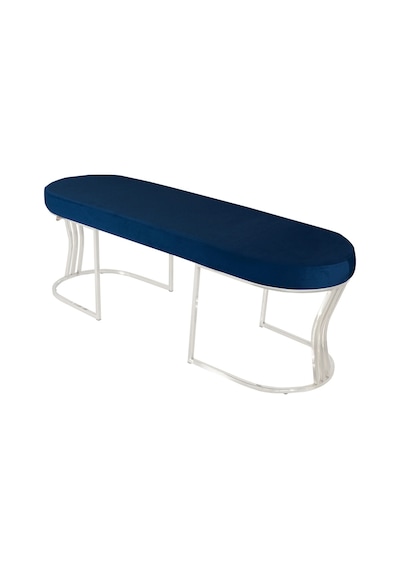Viego Silver Smooth- Mavi Kapitoneli Model Puf & Bench & Koltuk- Oturak-uzun Makyaj Puff-yatak Odası Ucu &önü