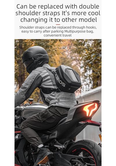 Rockbros 7l Sert Kabuk Hard Shell Bölmeli Motosiklet Tank & Kuyruk Çantası Alüminyum - Siyah