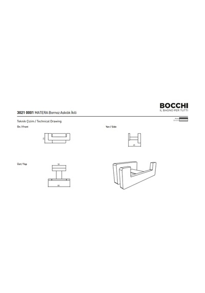 Bocchi Matera Bornoz Askılık İkili Krom 3021-0001 Çok Renkli